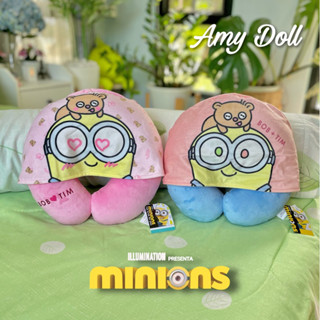 Illuminations ลิขสิทธิ์แท้ ตุ๊กตา หมอนรองคอ มีฮู๊ด มินเนี่ยน Minion Bob &amp; Tim : มิสเตอร์แสบร้ายเกินพิกัด