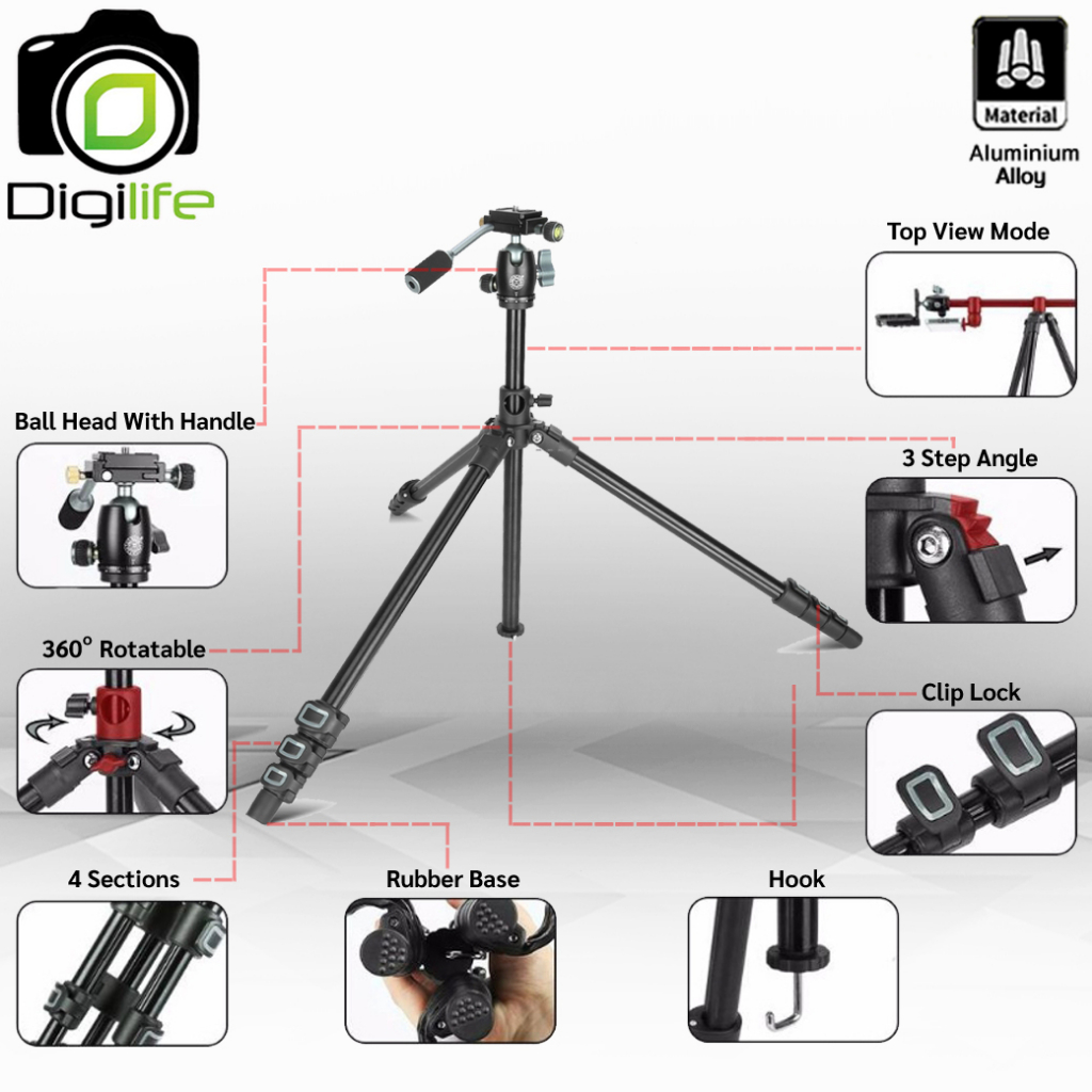 QZSD Tripod รุ่น Q202F ขาตั้ง ขาตั้งกล้อง อเนกประสงค์  กลับหัว , Top View , พาโนราม่า , ถ่ายรูป , ถ่ายวิดีโอ