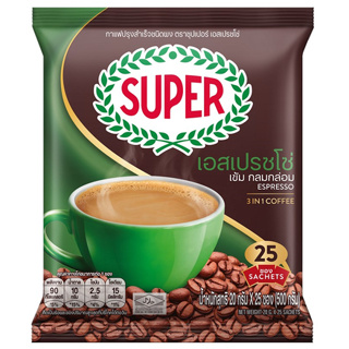 Super ซุปเปอร์ กาแฟ คอฟฟี่ริช กาแฟปรุงสำเร็จ 3 อิน 1   20กรัม x 25 ซอง (8888240052025)