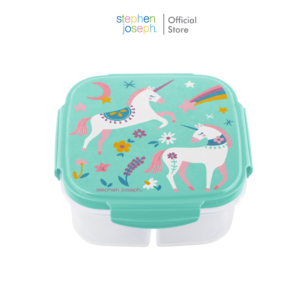 Stephen joseph กล่องข้าวเด็กพร้อมแผ่นเก็บความเย็น ยอดนิยมจากอเมริกา กล่องข้าว3ช่อง SNACK BOX WITH ICE PACK UNICORN