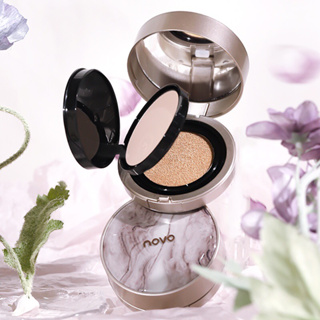 แป้งสองชั้น แป้งอัดแข็ง+แป้งคูสชั่น เนื้อเนียน กันน้ำ โนโน NOVO5861 NOVO 2IN1 Light and Bright double layer air cushion