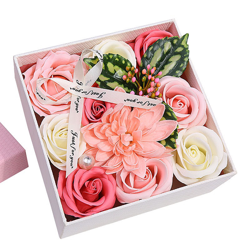 ของขวัญวาเลนไทน์ สบู่ดอกกุหลาบประดิษฐ์ พร้อมการ์ดอวยพร พร้อมถุงของขวัญโรแมนติกน่ารัก