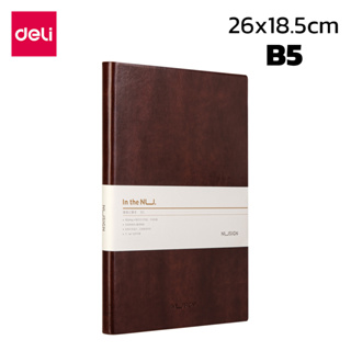 สมุดปกแข็ง สมุดโน๊ต สมุดจดบันทึก สมุดปกหนัง Notebook ขนาด B5 26x18.5 ซม. กระดาษมีเส้น 120แผ่น encoremall