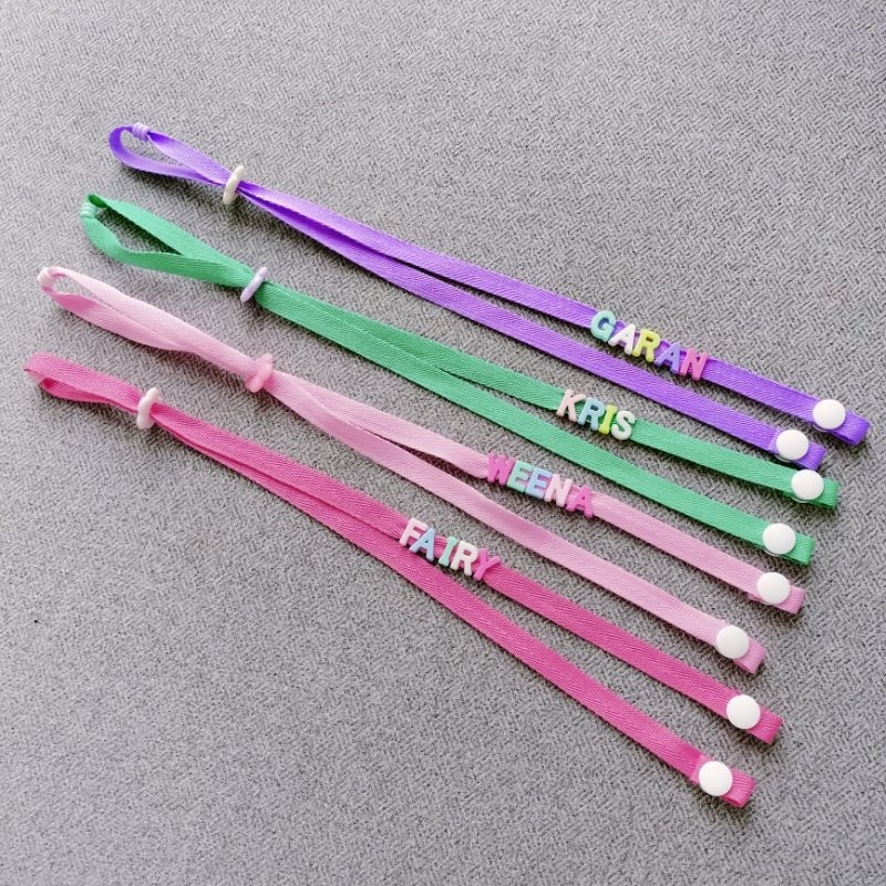 สายคล้องแมสใส่ชื่อได้ 10 ตัว ไม่บวกเงินเพิ่ม แบบกระดุมแป๊ก ปรับความยาวสายได้