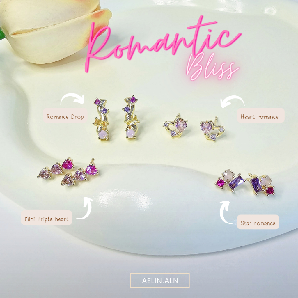 Romantic Bliss earring collection - Aelin.aln ต่างหู วัสดุอย่างดี น่ารักมุ้มมิ้งมาก