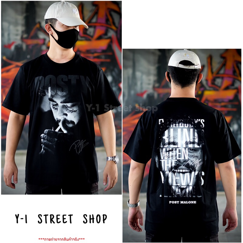 เสื้อวง Post Malone สีดำ/ขาว ไซส์M-4XL ผ้าcotton100% โพสต์ มาโลน