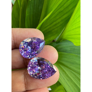 CZ lavendor Diamond 13x18mm 2 pieces  เพชร CZ รัสเซีย Cubic Zirconia  สีลาเวนเดอร์ สีม่วง  16 carats