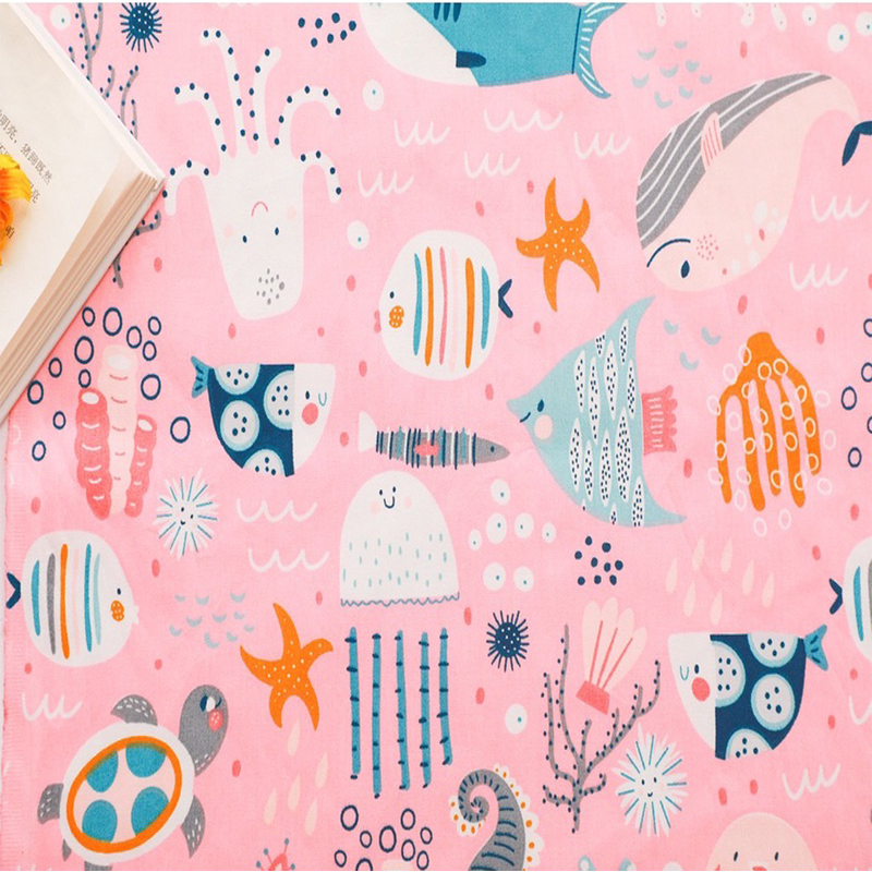 ผ้าคอตตอน 100% ทอทวิล ผ้าเมตร หน้ากว้าง1.6 เมตรหรือ 63นิ้ว พิมพ์ลายดอกไม้ ปลาทะเล ลายจุด