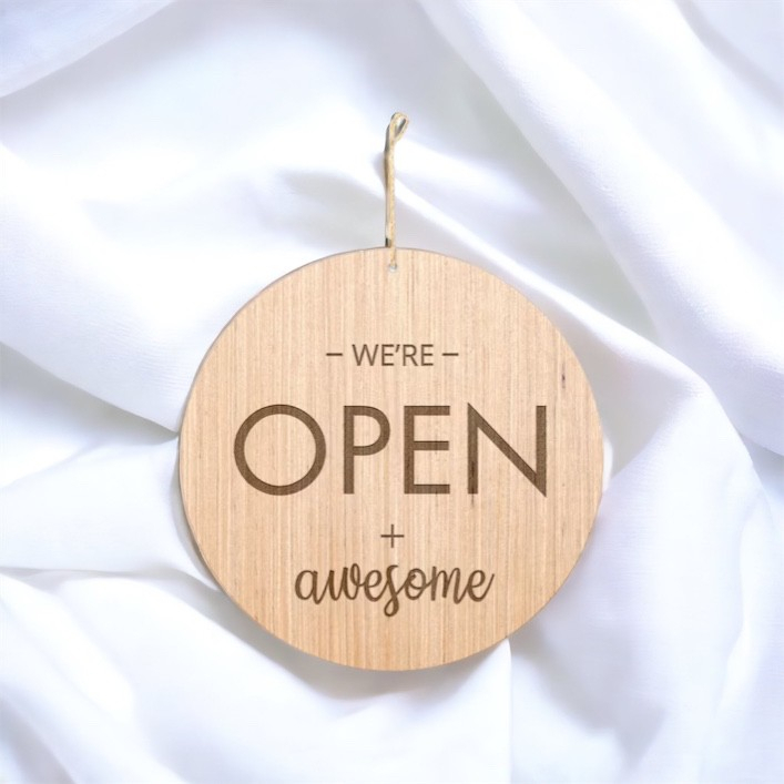 [FudFudAR] ฝุด-ฝุด-อะ ป้ายเปิด-ปิด แบบที่ 12 I Open Closed Sign I ผลิตจากไม้ ใช้งานได้ทั้ง 2ด้าน สไตล์มินิมอล วินเทจ