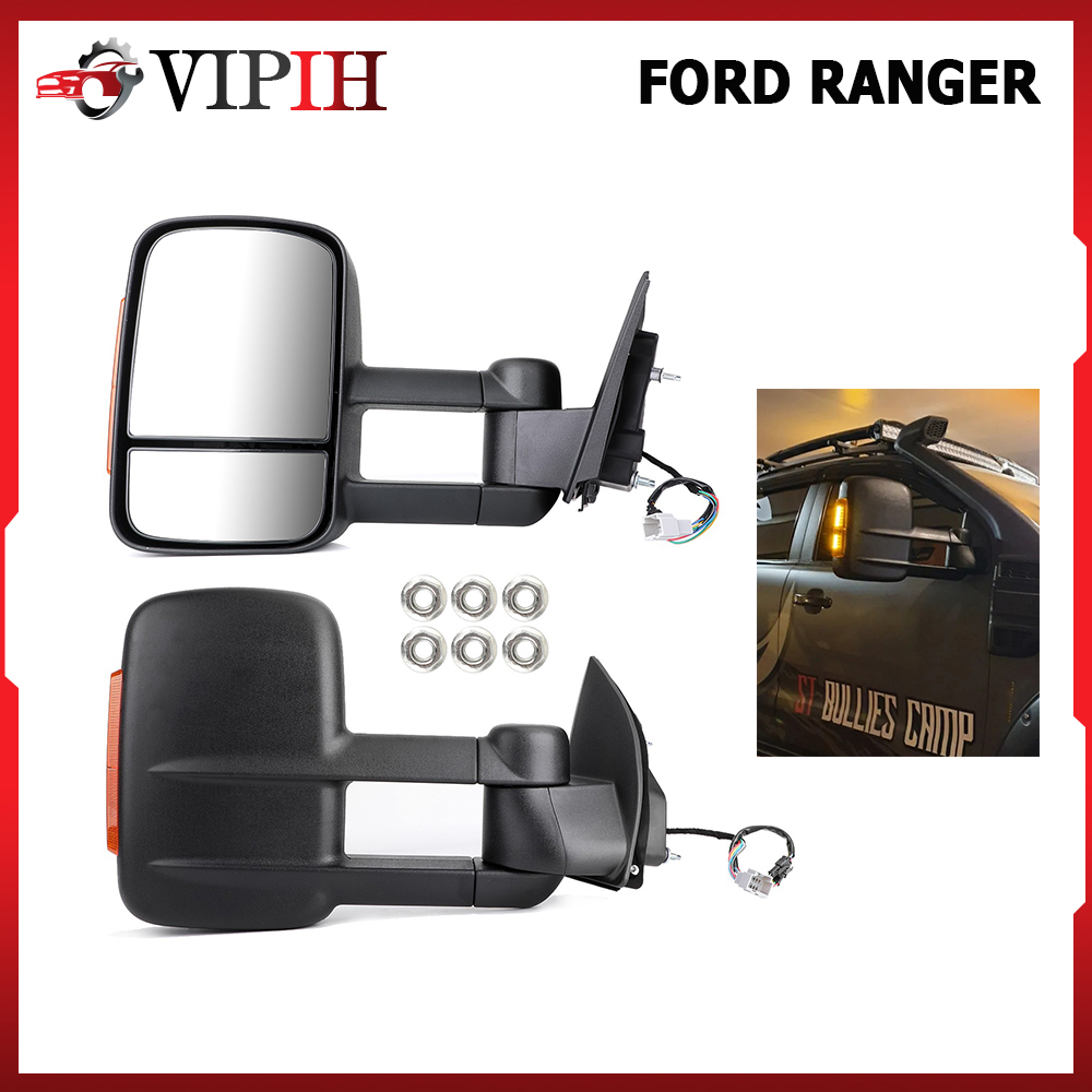 กระจกมองหลัง Ford Ranger Wildtrak XL XLT XLS MK PX 2012+ พับด้วยตนเอง กระจกมองหลังรถยนต์ กระจกมองข้างรถยนต์