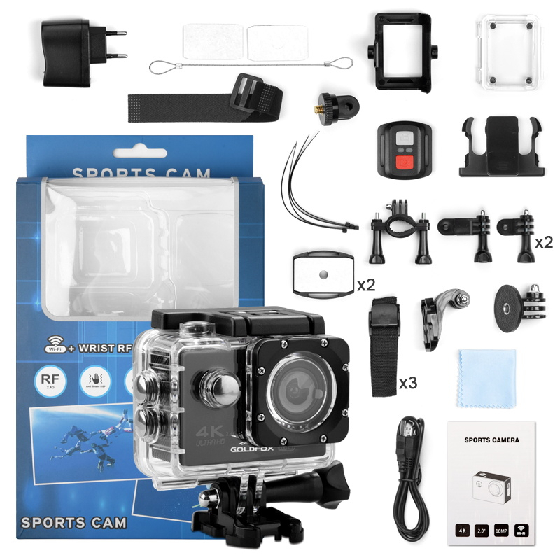 พร้อมส่งกล้องติดหมวกกันน็อคกันน้ำ Sport Cam 4K UHD with WIFI (Sports / Action Camera) กันน้ำ 30m