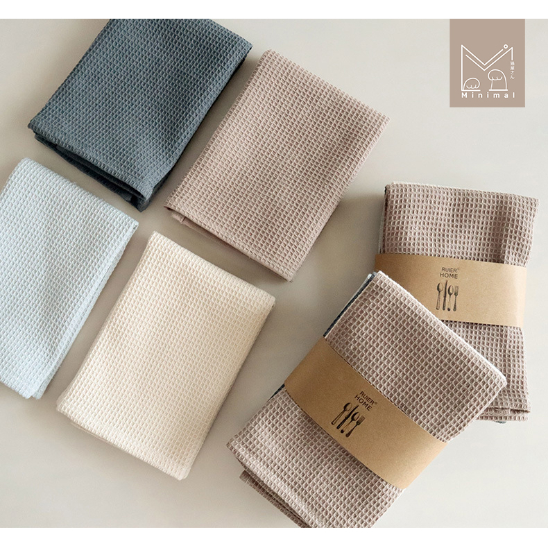 ผ้าเช็ดโต๊ะ เช็ดจาน ซึมซับน้ำดีเยี่ยม สำหรับห้องครัว ห้องอาหาร สีเอิร์ธโทน สวยงาม ไม่มีขุย