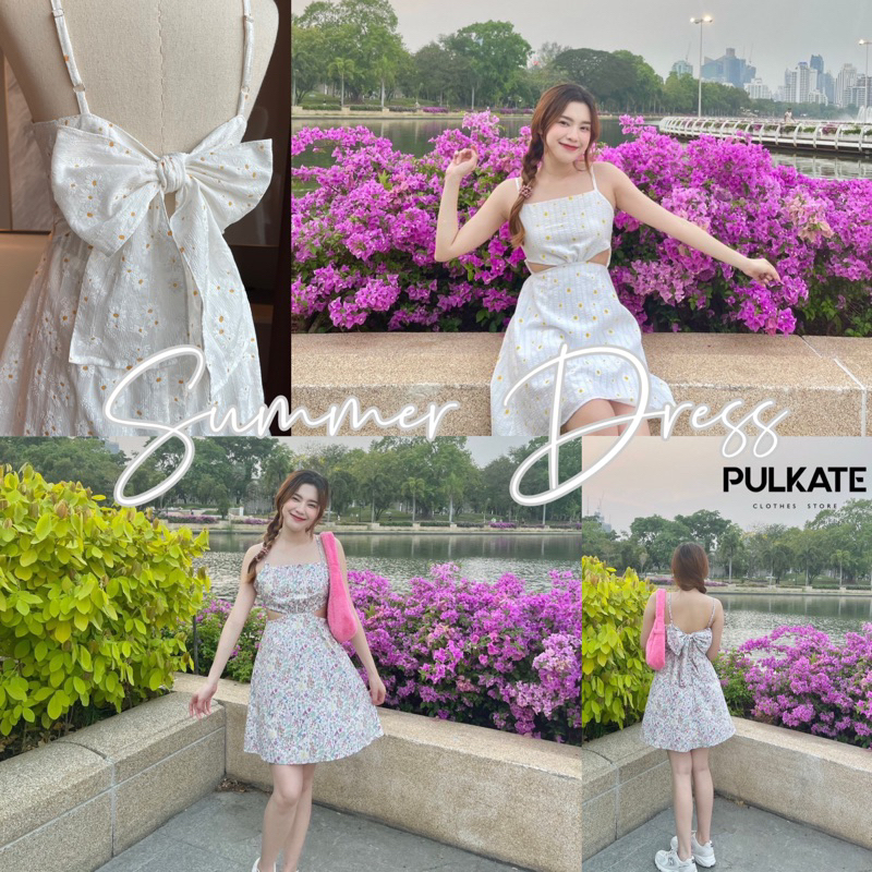 Wendystore182(Summer Dress)เดรสสายเดี่ยวผูกโบว์หลัง งานป้าย