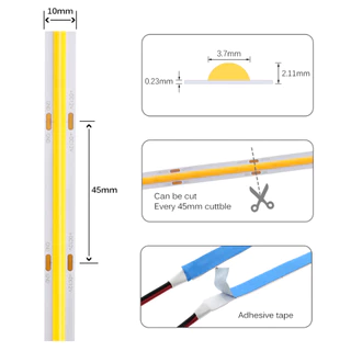 แถบไฟ COB LED Strip Lightพร้อมโคมไฟเส้น DC12V 24V แรงดันต่ำแถบไฟ ติดด้วยตนเองห้องนั่งเล่นตกแต่งตู้โคมไฟเชิงเส้น