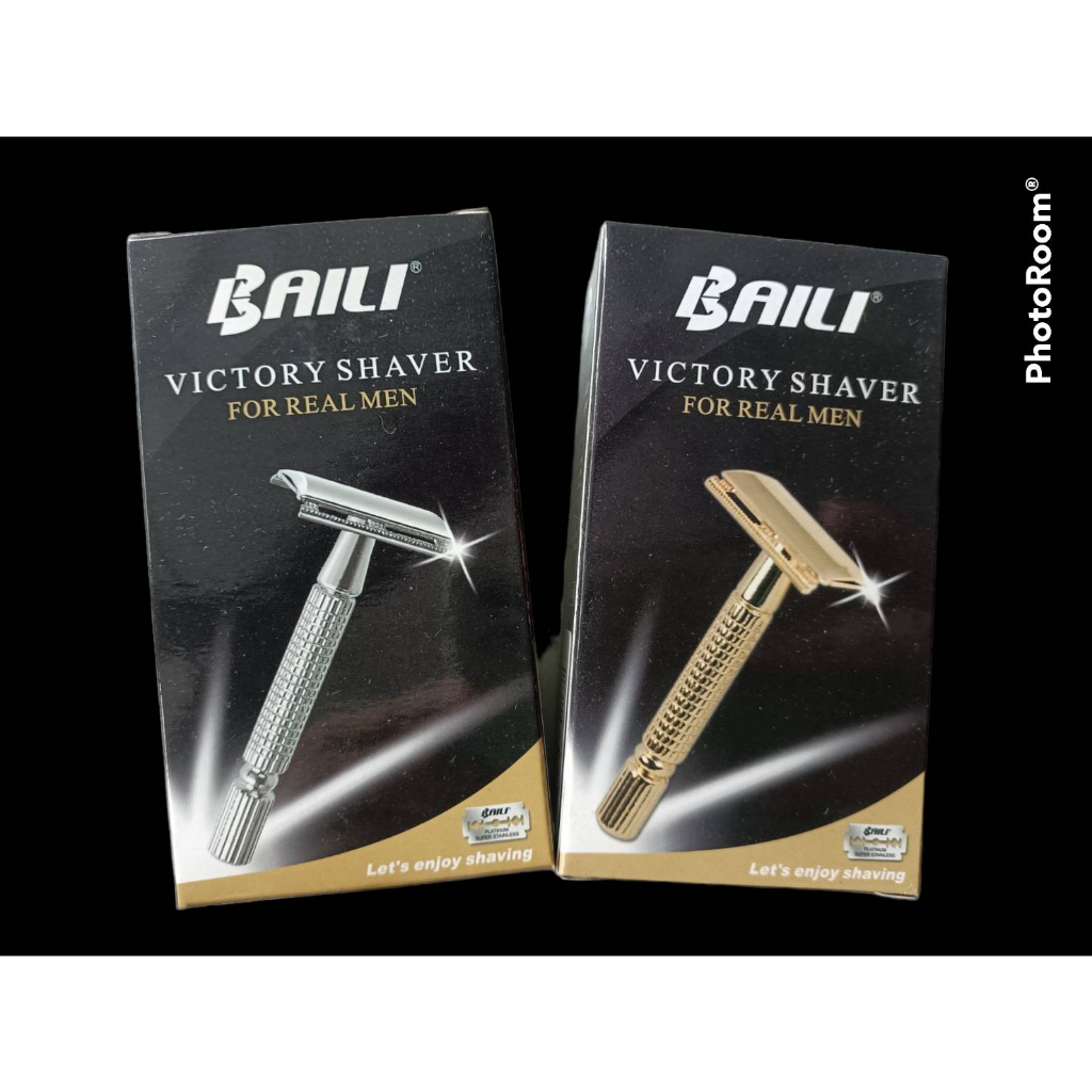 BAILI ด้ามมีดโกนสองหน้าพร้อมกล่องและใบมีด ชุดมีดโกนหนวดแบบปลอดภัย ด้ามมีดโกนหนวด คุณภาพอย่างดี