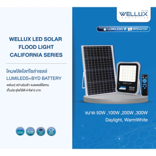 WELLUX โคมไฟฟลัดไลท์พลังงานแสงอาทิตย์ 50W 100W 200W 300W 400W 500W แสงขาว แสงวอร์ม LED Solar Floodlight