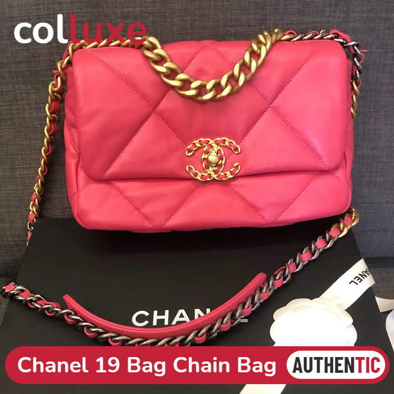 👜ชาแนล Chanel 19Bag สุภาพสตรี/กระเป๋าแมสเซนเจอร์/กระเป๋าโซ่