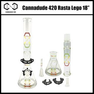 Cannadude420 Beaker Lego 18" บ้องแก้ว V.2 แจกันแก้ว 9 mm Thick - 34 mm Adapter ฟรี!! สายคล้อง พร้อมไฟ (2023 Version)