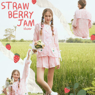 STRAWBERRY JAM BLAZER🍓 เสื้อเชิ้ตใส่คลุม แขนยาวปกทหารเรือ ปักลายดอกไม้