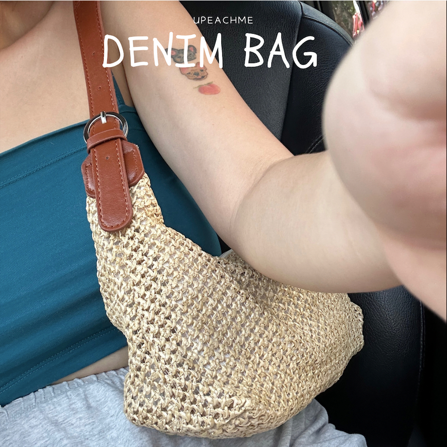 *มีส่งด่วน/ทันที* upeachme(F4) DENIM BAG กระเป๋าสะพายขึ้นไหล่/ครอสบอดี้(แถมสองสาย) เป๋าผ้ายีนส์มินิมอล - รูปที่ 2