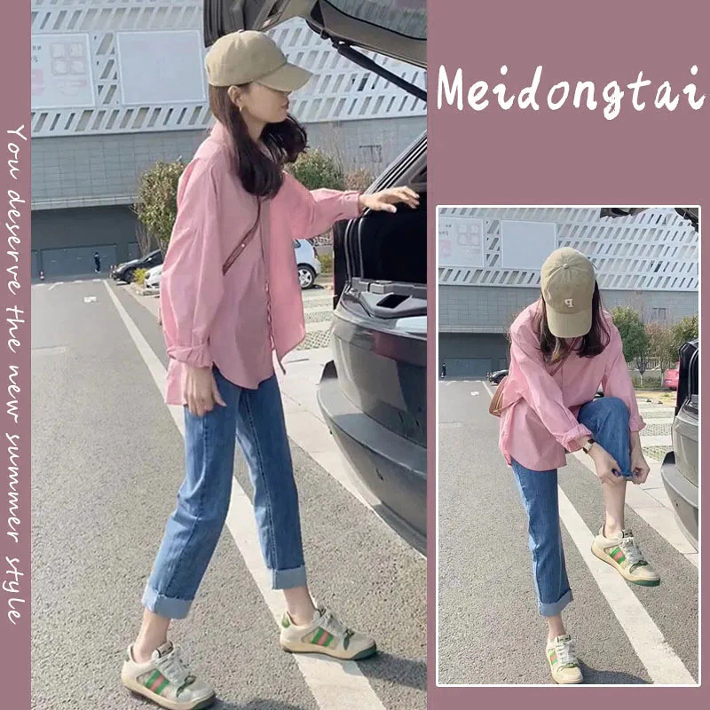 เสื้อเชิ้ตแขนยาวไซส์ใหญ่ผู้หญิง oversize เสื้อผ้าแฟชั่นสีพื้น ทรงหลวมสไตล์เกาหลี เสื้อโอเวอร์ไซส์สีขาว มินิมอล ใส่สบาย thumbnail 9