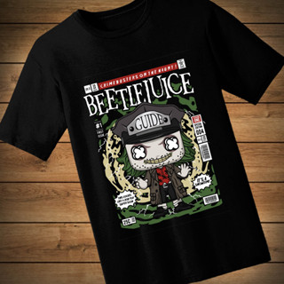 #018 เสื้อยืดลายการ์ตูน BEETLEJUICE เสื้อยืดสีดำ เสื้อใส่เล่น เสื้อยืด เสื้อคอกลม ใส่สบาย เสื้อสกรีน เสื้อสั่งทำ