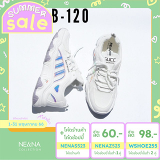 ราคารองเท้าเเฟชั่นผู้หญิงเเบบผ้าใบส้นปานกลาง No. B-120 NE&NA Collection Shoes