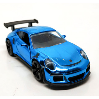 รถเหล็กมาจอเร็ต Majorette Porsche 911 GT3 RS สีโครเมี่ยมฟ้า ขนาด 1/64 ยาว 8 cm มือสอง #002