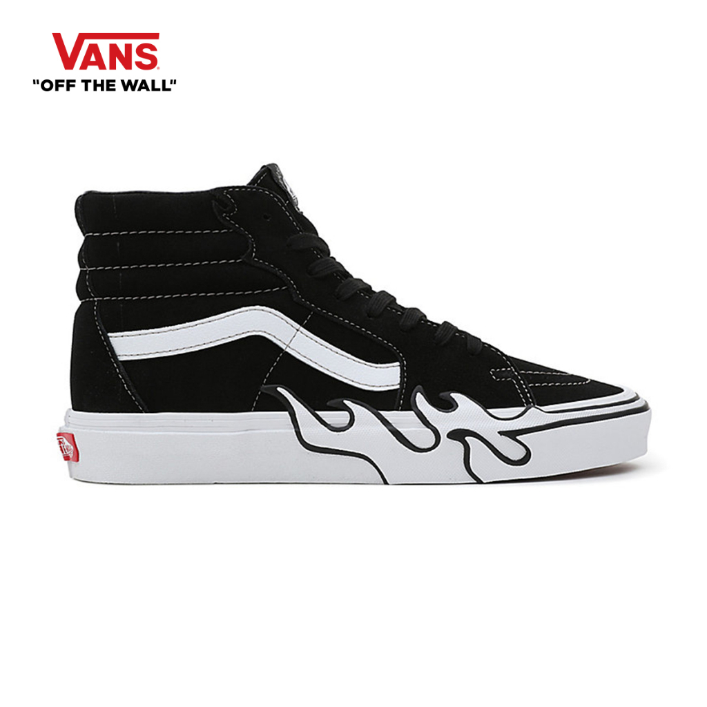 VANS SK8-HI FLAME - SUEDE BLACK/WHITE รองเท้า ผ้าใบ VANS ชาย หญิง