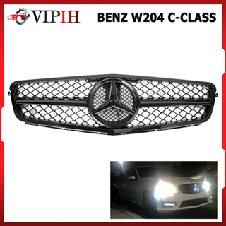 กระจังหน้า Benz W204 C-Class C180 C200 C230 C250 C300 C350 2008-2014 LEDโลโก้ ดำ