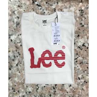 LEE เสื้อยืดสีครีมอ่อนใส่ได้ทั้งชายและหญิง cotton 100% ผ้านุ่มใส่สบาย ของแท้จากShop