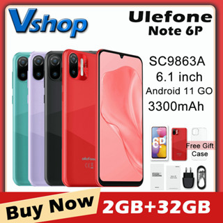 Ulefone Note 6P Mobile Phone 2GB 32GB Face ID ID 6.1 inch Android 11 GO SC9863A Octa-core 4G Dual SIM Smartphone