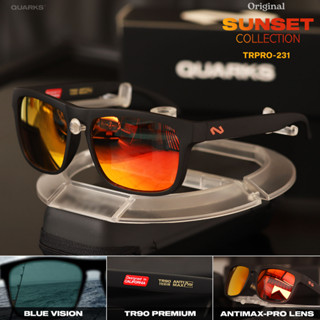 รุ่นใหม่! QUARKS แว่นกันแดด #231 รุ่น Sunset เฟรมtr90 เลนส์สีแดงส้ม กันรอย กันเหงื่อ น้ำทะเล Antimax Polarized