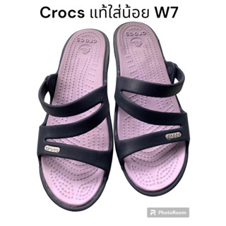 🇺🇸ส่งต่อ 99% ใส่แค่2 ครั้งรองเท้าCrocs กันน้ำลุยฝนได้ ไซส์7