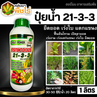 🚗 (ส่งฟรี) 🌽 เกรทพาวเวอร์ ช้างเก้ายอด (21-3-3) 1ลิตร เร่งงาม ยืดยอด แตกแขนง