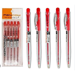 ปากกาแดง แพ็ค5 ราคาประหยัด ปากกาหมึกแดงแบบกด ปากกาลูกลื่น ปากกาหมึกน้ำมัน(BA284 )