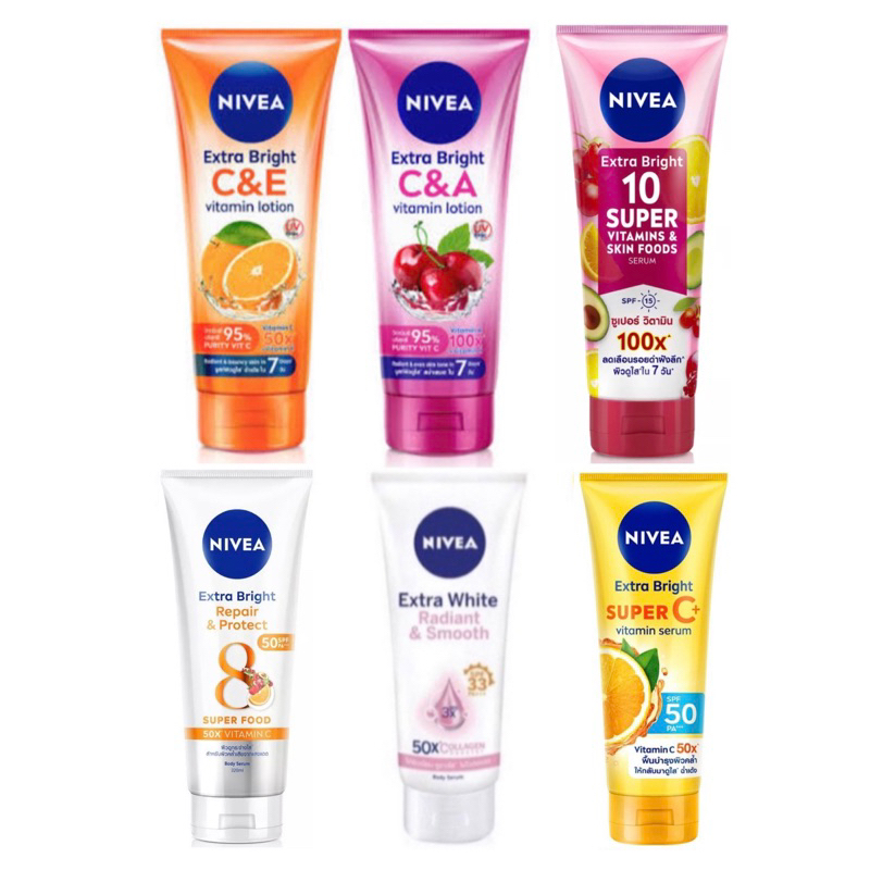 Nivea Extra white เซรั่ม 180มล. 320มล. เข้าใหม่ ไม่ซีลฝาปิดเทปใสกันบิดหกไปให้