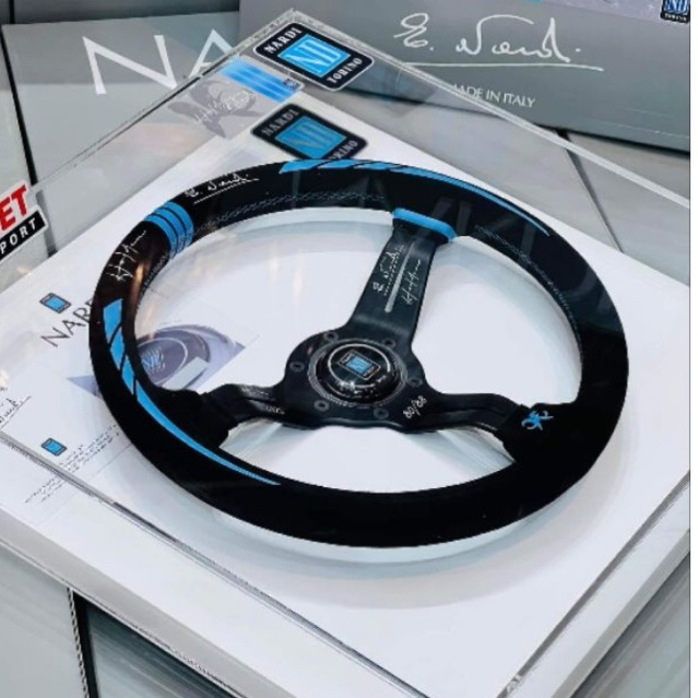 Nardi X Holdem 80/88 Exclusive Steering Wheel 330 Suede Black Spokes White Signature พวงมาลัย โฮลเด้ม Limited