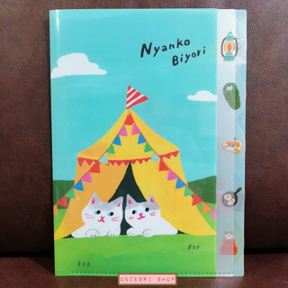 แฟ้ม A4 ลายแมว Nyanko Biyori จากญี่ปุ่น ลาย Camping แยกใส่เอกสารได้ 5 ช่อง ตรงที่แบ่งแต่ละช่องเป็นแบบลายสวย