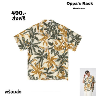 เสื้อเชิ้ตแขนสั้นลายใบไม้เหลือง