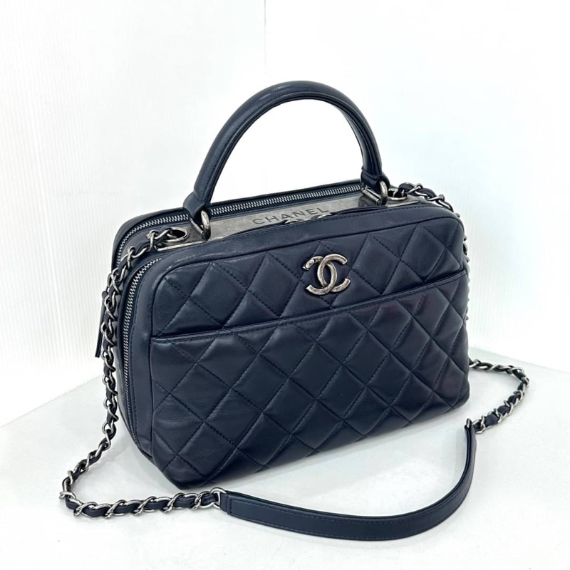 Chanel Trendy Mudium Bag Holo21 Midnight Blue อะไหล่รมดำ