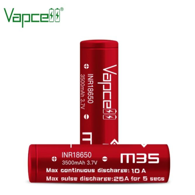 [หัวแบน!!!] ถ่านชาร์จ Vapcell 18650 M35 3500mAh 3.7V 10A/25A สีแดง