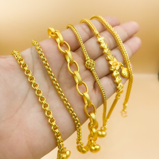 สร้อยข้อมือ1บาท แบบเรียบ ‼️แบบสวย พร้อมส่ง‼️ ตะขอบิดง่าย
