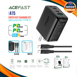 ACEFAST รุ่น A15 หัวชาร์จ แถมสาย ปลั๊กชาร์จ อะแดปเตอร์ ชาร์จเร็ว PD65W 1ช่องยูเอสบี 2ช่องไทป์ซี Fast Charge Wall Charger