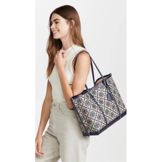 TORY BURCH PERRY T MONOGRAM JACQUARD TRIPLE COMPARTMENT TOTE