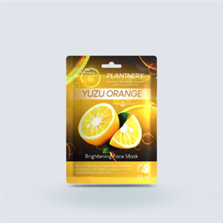 PLANTNERY YUZU ORANGE PROBIOTIC INTENSE FACE MASK 25ml.แผ่นมาส์กส้มยูซุ วิตามินซี เข้มข้นพิเศษ สูตรฟื้นฟูผิวหมองคล้ำ