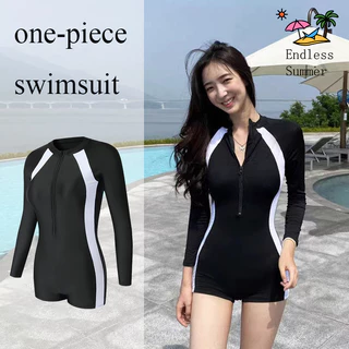 👙👙ชุดว่ายน้ำ วันพีช แขนยาวเซ็กซี่ ผ้าเนื้อดี งานดี มีฟองน้ำชุดดำน้ำวันพีซแห้เร็ว เสื้อว่ายน้ําแขนยาว#0037