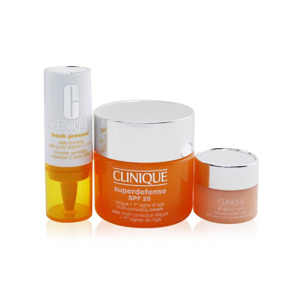 CLINIQUE - Derm Pro Solutions (For Tired Skin): Superdefense SPF 25 50ml+ Fresh Pressed Daily Booster 8.5ml+ All About Eye 5ml 3pcs