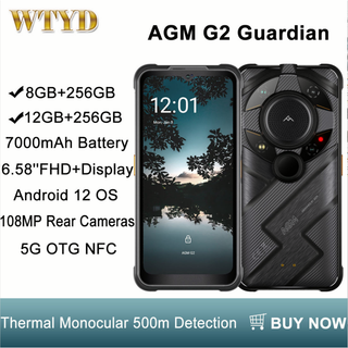 AGM G2 Guardian 5G 12GB+256GB Rugged Phone 500m Thermal Monocular Infrared Night Vision Camera 7000mAh Android 12 NFC Cellphone