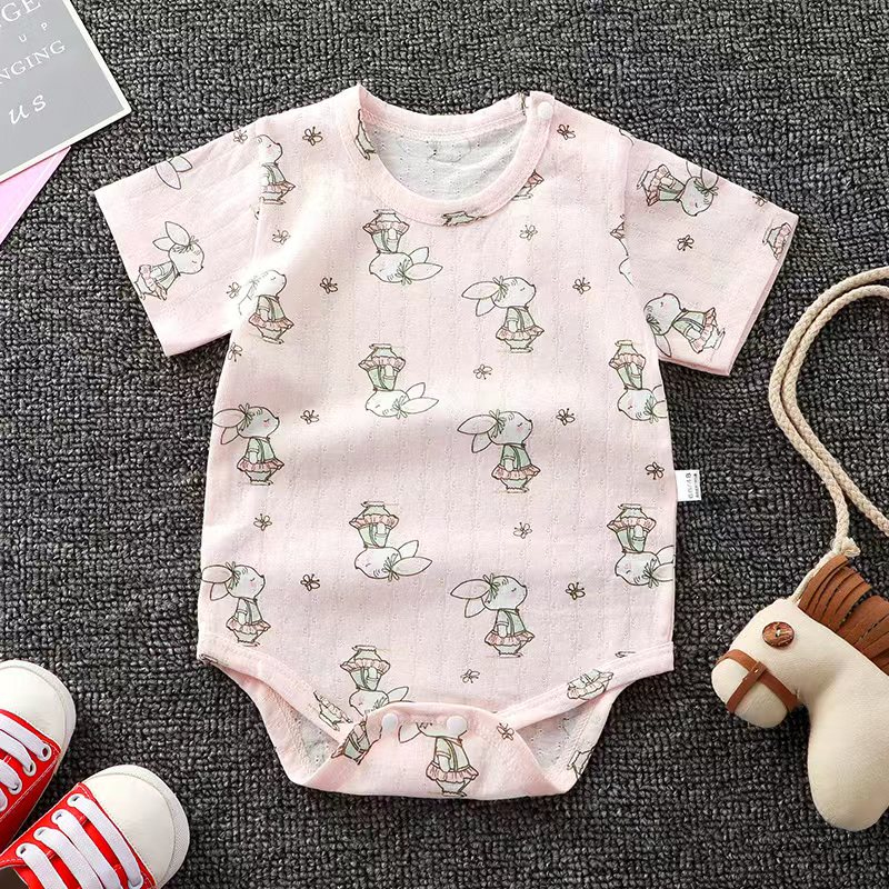 Babyonline(Y177)A3 ชุดบอดี้สูทแขนสั้นลายการ์ตูนน่ารักๆ ผ้าฝ้าย นิ่ม สำหรับเด็ก0-9เดือน